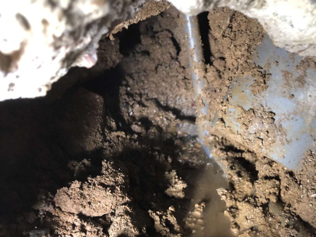トイレの床下部分の漏水確認