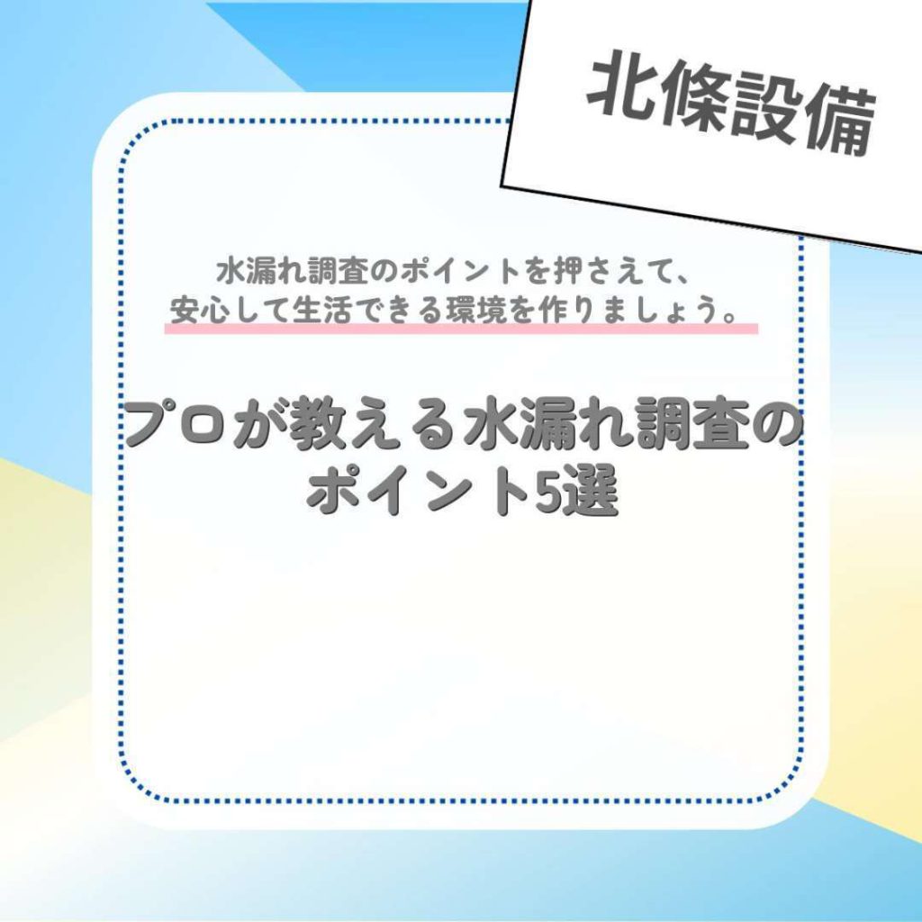プロが教える水漏れ調査のポイント5選
