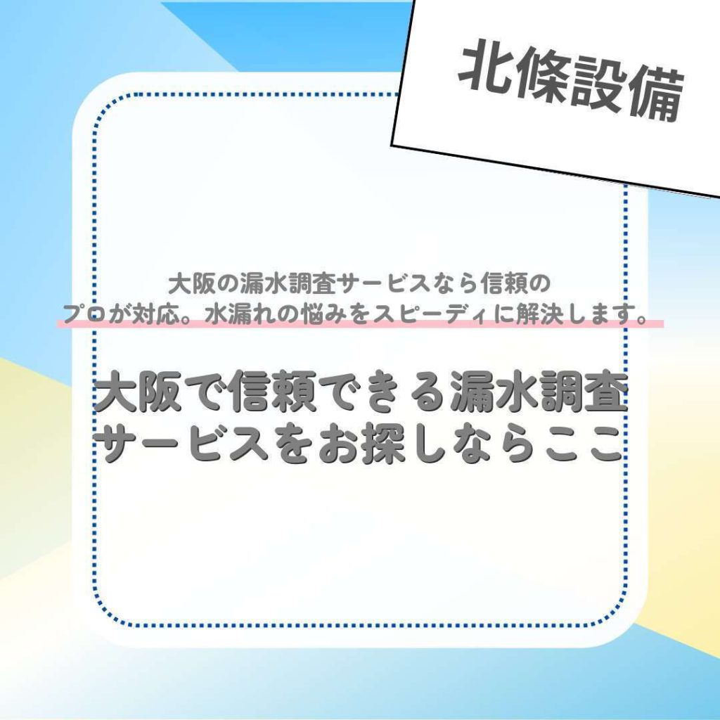 大阪で信頼できる漏水調査サービスをお探しならここ
